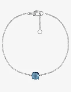 Bracelet or blanc 750 ‰ topaze bleue traitée SO OR