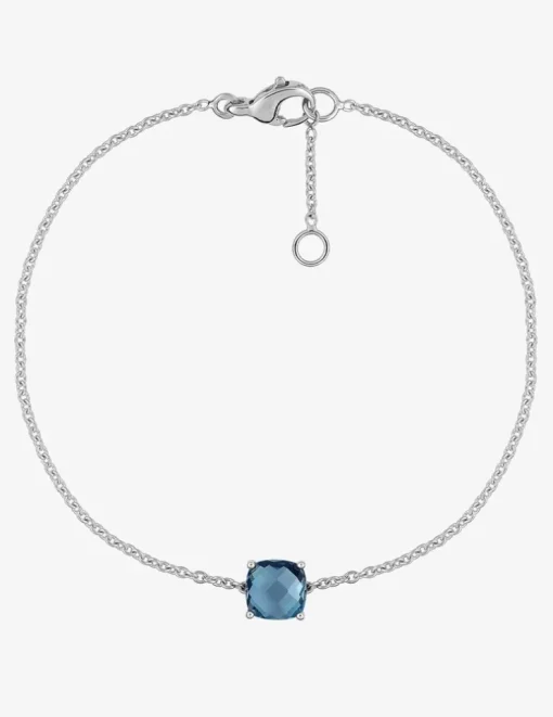 Bracelet or blanc 750 ‰ topaze bleue traitée SO OR