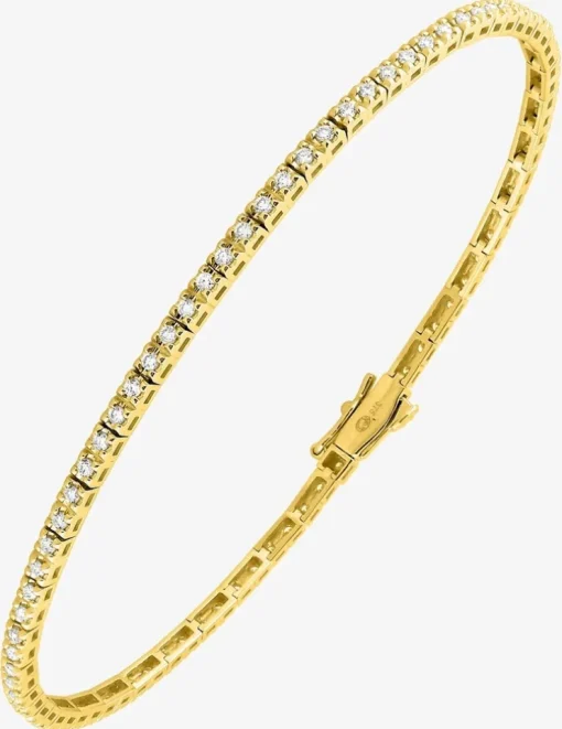Bracelet or jaune 375 ‰ et diamants synthétiques 0,82 ct maille tennis SO OR