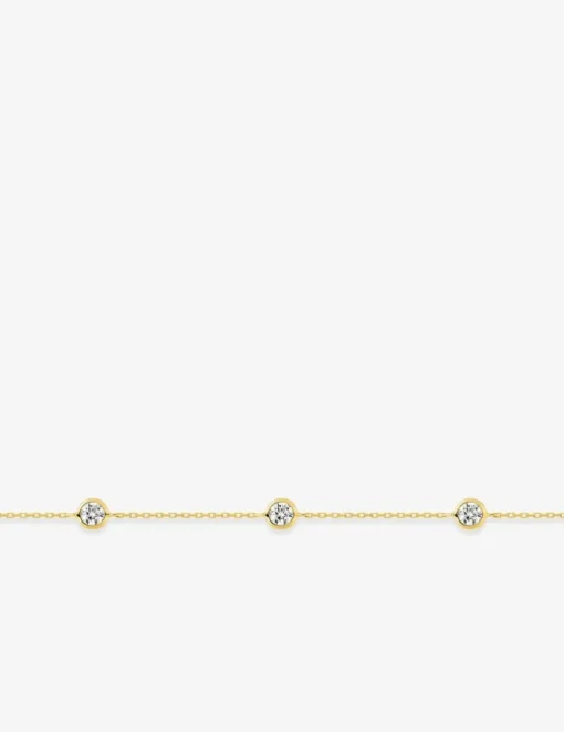 Bracelet or jaune 750 ‰ motifs ronds et oxyde de zirconium SO OR