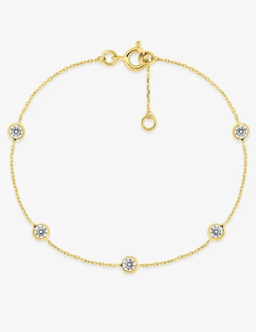 Bracelet or jaune 750 ‰ motifs ronds et oxyde de zirconium SO OR