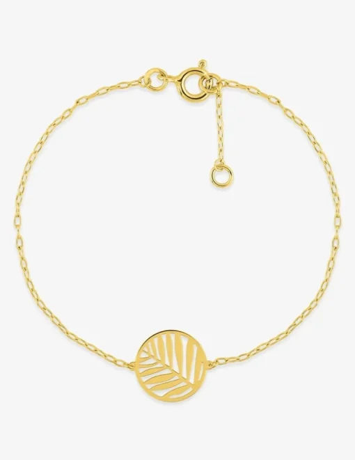 Bracelet or jaune 375 ‰ motif feuille SO OR