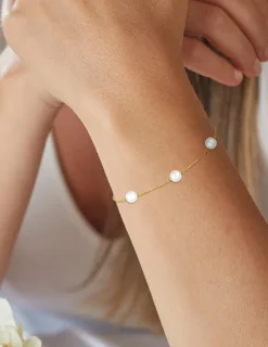 Bracelet or jaune 375‰ et perles de 5,5 mm SO OR