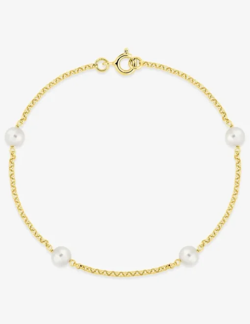 Bracelet or jaune 375‰ et perles 4,5 mm SO OR