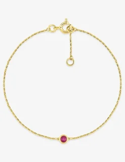 Bracelet or jaune 750‰ et rubis serti clos SO OR