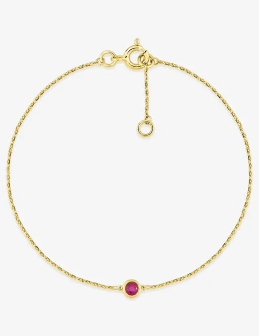 Bracelet or jaune 750‰ et rubis serti clos SO OR
