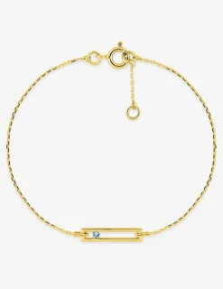 Bracelet or jaune 375‰ souple avec rectangle topaze fantaisie SO OR