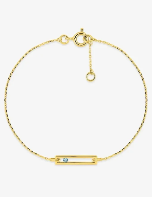 Bracelet or jaune 375‰ souple avec rectangle topaze fantaisie SO OR