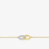 Bracelet ovale plaqué or et ovale rhodium avec oxydes de zirconium entrelacés SO OR