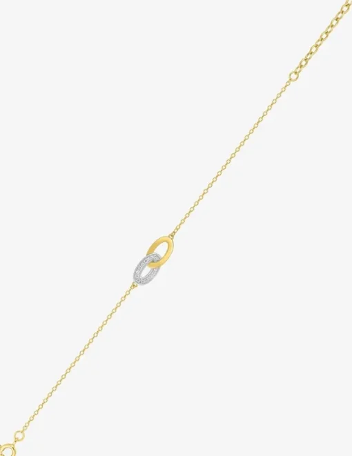 Bracelet ovale plaqué or et ovale rhodium avec oxydes de zirconium entrelacés SO OR