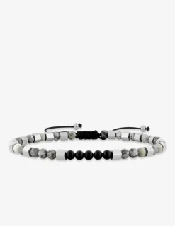 Bracelet perles grises et noires et acier SO OR