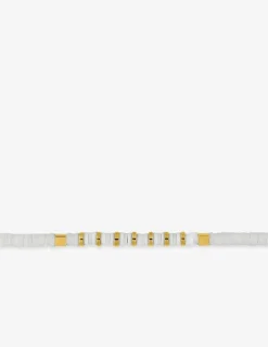 Bracelet perles Heishi blanches et acier SO OR