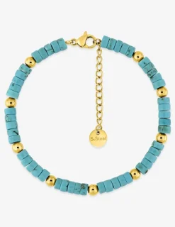 Bracelet perles Heishi turquoises et acier SO OR