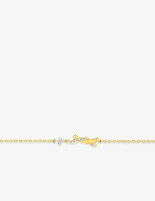 Bracelet plaqué or avec 7 oxydes de zirconium et motif croisé SO OR