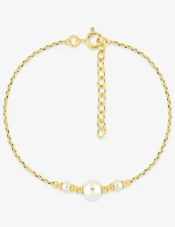 Bracelet plaqué or avec 3 perles d'imitation rondes SO OR