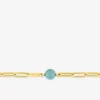 Bracelet plaqué or avec perle turquoise et maille fantaisie SO OR