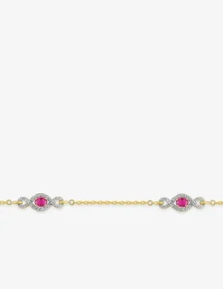 Bracelet plaqué or avec rhodium et oxydes de zirconium rouges et blancs SO OR