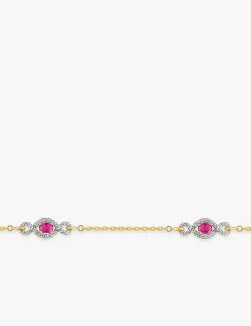 Bracelet plaqué or avec rhodium et oxydes de zirconium rouges et blancs SO OR