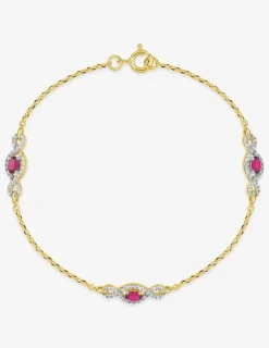 Bracelet plaqué or avec rhodium et oxydes de zirconium rouges et blancs SO OR