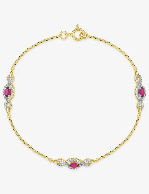 Bracelet plaqué or avec rhodium et oxydes de zirconium rouges et blancs SO OR