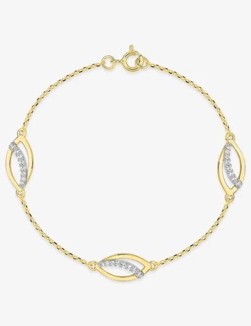 Bracelet plaqué or, oxyde de zirconium et rhodium SO OR