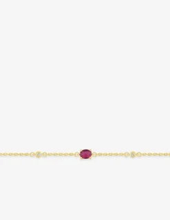 Bracelet plaqué or oxydes de zirconium rouges sertis griffes et oxydes blancs sertis clos SO OR