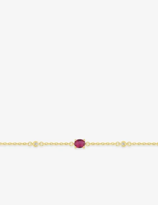 Bracelet plaqué or oxydes de zirconium rouges sertis griffes et oxydes blancs sertis clos SO OR