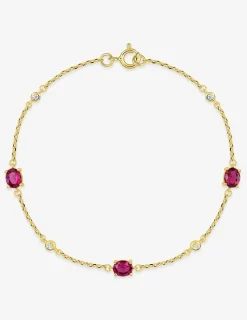 Bracelet plaqué or oxydes de zirconium rouges sertis griffes et oxydes blancs sertis clos SO OR