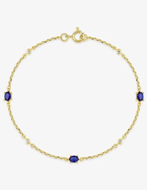 Bracelet plaqué or, oxydes de zirconium bleus et blancs SO OR