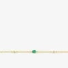 Bracelet plaqué or souple avec oxyde vert serti griffes chaine forçat SO OR