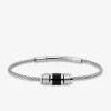 Bracelet rigide câble en acier et agate noire pour homme SO OR