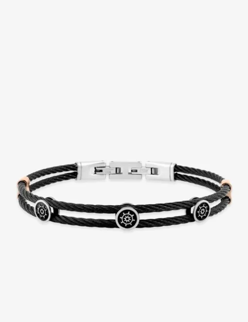 Bracelet rigide en acier et imprimé noir SO OR