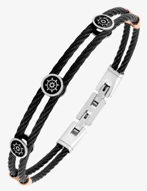 Bracelet rigide en acier et imprimé noir SO OR
