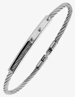 Bracelet rigide, fil acier gris SO OR