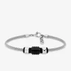 Bracelet rigide imprimé noir et acier gris SO OR