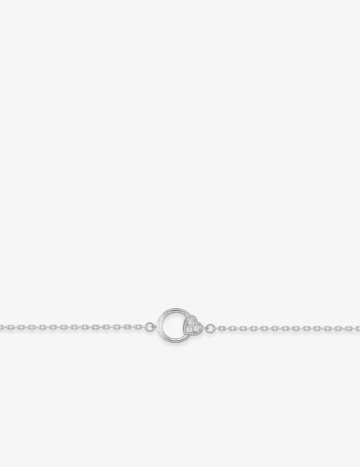 Bracelet rond et cœur en argent 925 ‰ rhodié et Oxyde de Zirconium SO OR