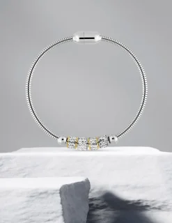 Bracelet serpentine acier, anneaux bicolores et cristaux blancs SO OR