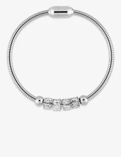 Bracelet serpentine acier, anneaux cristaux blancs SO OR