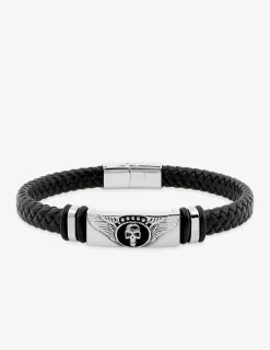Bracelet tressé et tête de mort ailée acier SO OR