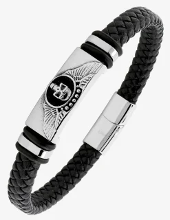 Bracelet tressé et tête de mort ailée acier SO OR