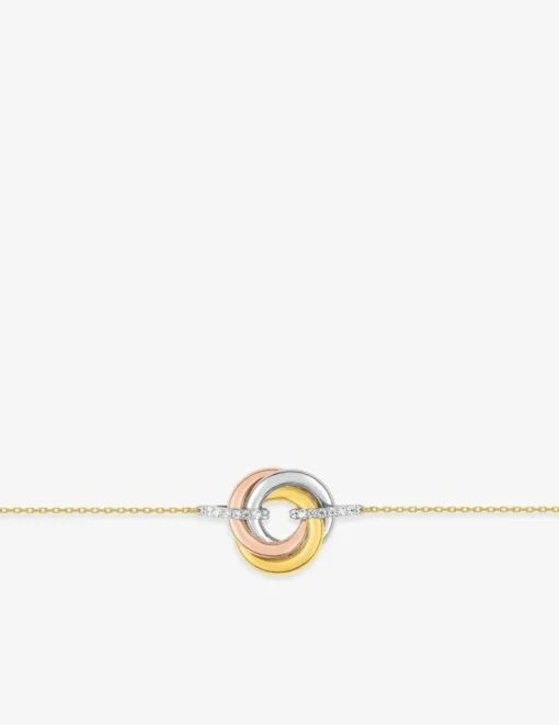 Bracelet tricolore en or 375‰ et oxyde de zirconium SO OR