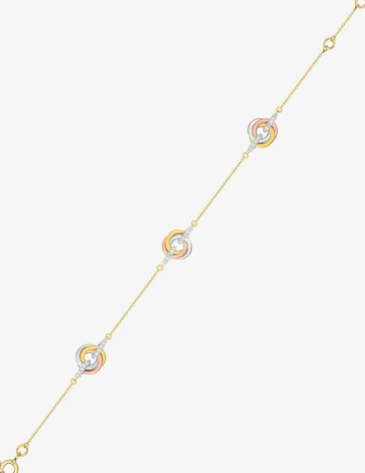 Bracelet tricolore or 375‰ et oxyde de zirconium SO OR