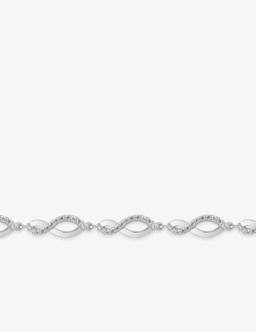 Bracelet vagues argent 925‰ rhodié et oxydes de zirconium SO OR