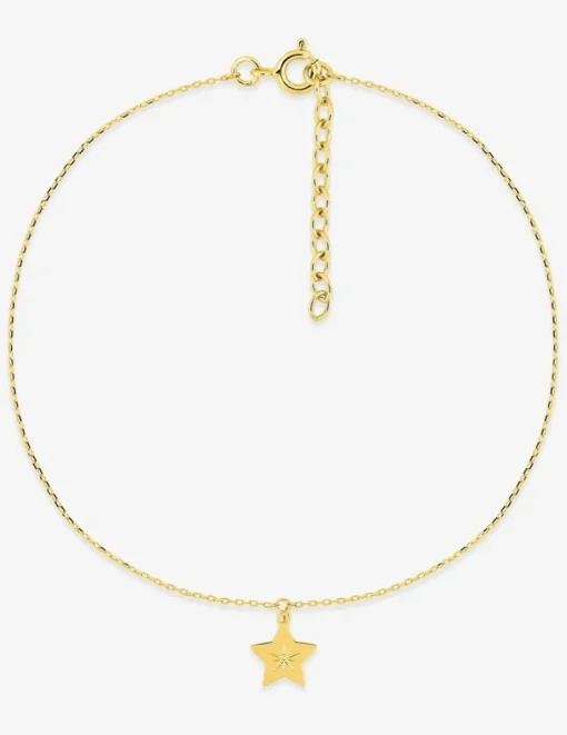 Chaine de cheville or 375 ‰ pendentif étoile SO OR