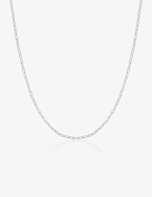 Chaine or blanc 375 ‰ en maille  forçat allongée SO OR