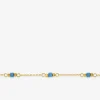 Chaine pour cheville en acier doré et perles synthétiques bleues SO OR