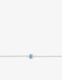 Chaîne de cheville argent 925‰ rhodié et oxyde de zirconium bleu SO OR