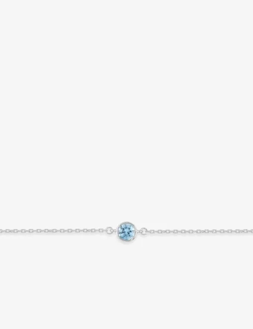 Chaîne de cheville argent 925‰ rhodié et oxyde de zirconium bleu SO OR