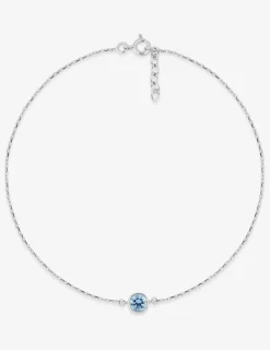 Chaîne de cheville argent 925‰ rhodié et oxyde de zirconium bleu SO OR