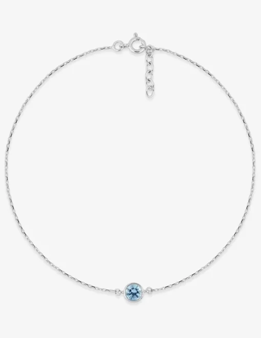 Chaîne de cheville argent 925‰ rhodié et oxyde de zirconium bleu SO OR